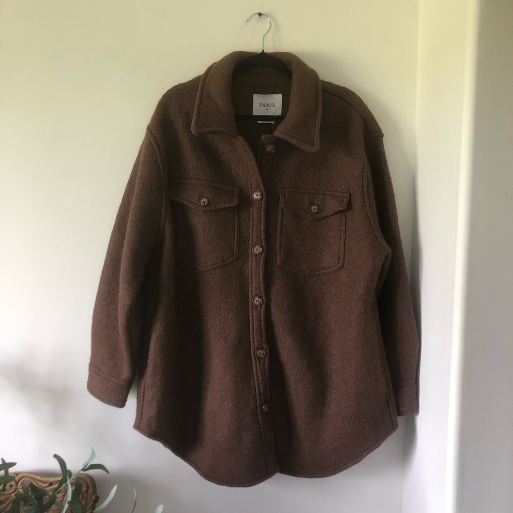 BNWT Ricki's Women's Brown Wool-Blend Shacket | Size XXL